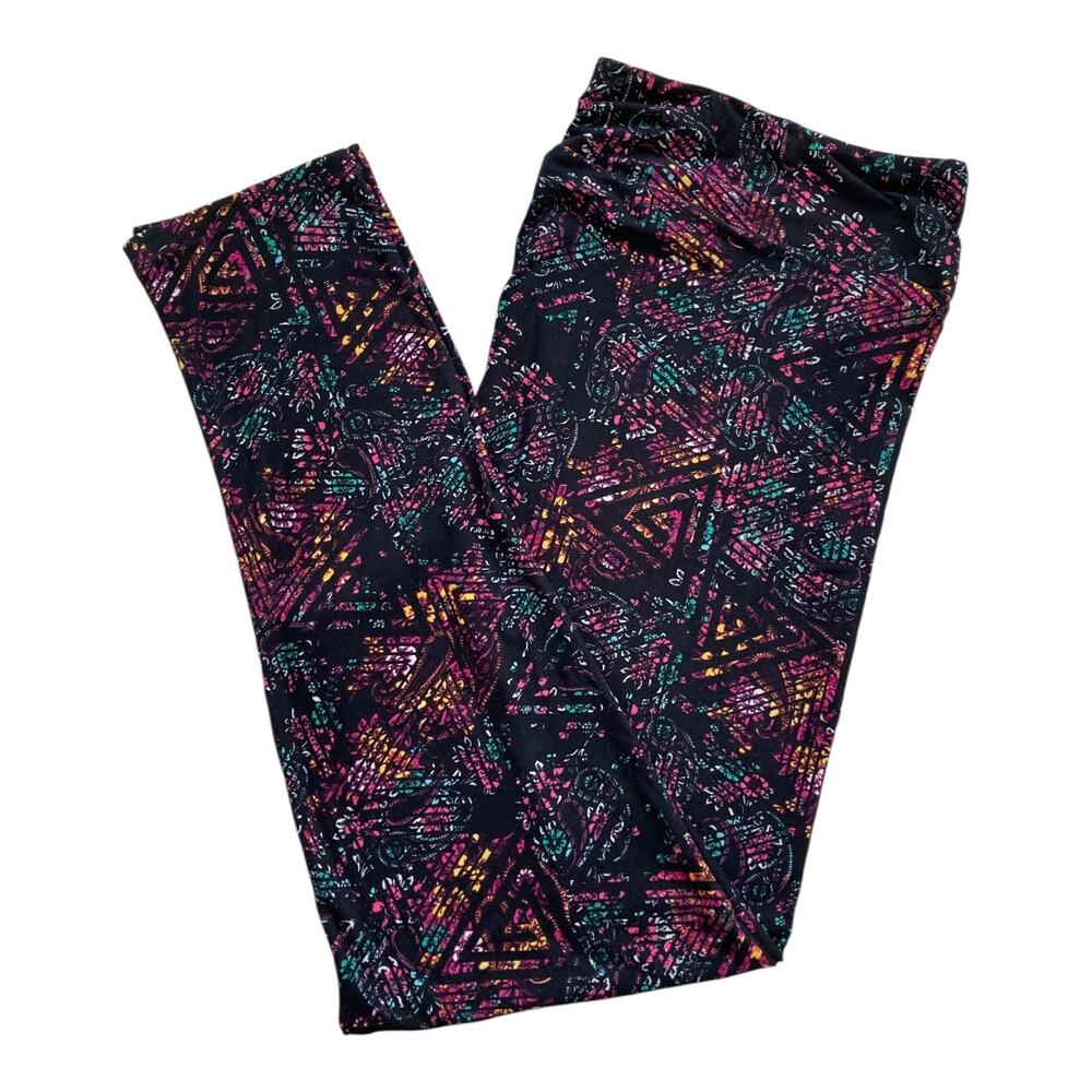 NWT LulaRoe TC2 Leggings black pink geometric paisly floral 2X 3X 20-26 NEW